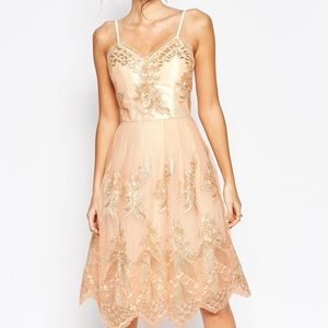 Chi Chi London NWT Beautiful Dress Rose Gold